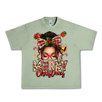 Oil Green merry christmas messy bun Urban Heavy Tee - texasbilliewilder