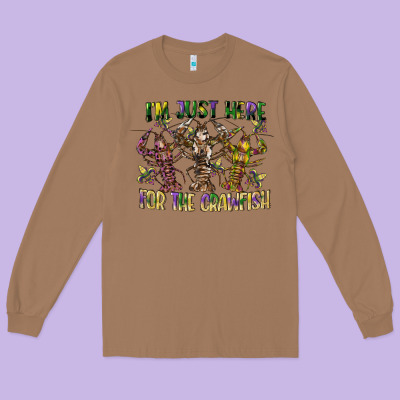 Im Just Here For The Crawfish Long Sleeve Tee Designed By Cowgirlartshop
