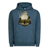 Pigment Midnight Navy the witcher geralt hero sword companion minima list illusion art Urban Hoodie - tuanDangUi