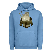 Pigment Pebble Blue the witcher geralt hero sword companion minima list illusion art Urban Hoodie - tuanDangUi