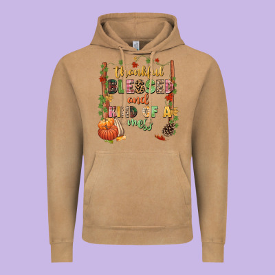 Thankful Blessed And Kind Of A Mess Vintage Hoodie Designed By Nancycooperartshop