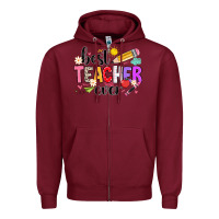 Burgundy iBest Teacher Ever Zipper Hoodie - CowhideDigitalArt