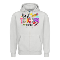 Dove Grey iBest Teacher Ever Zipper Hoodie - CowhideDigitalArt