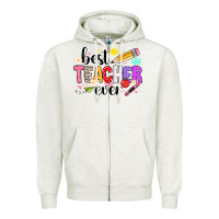 Oatmeal Heather iBest Teacher Ever Zipper Hoodie - CowhideDigitalArt
