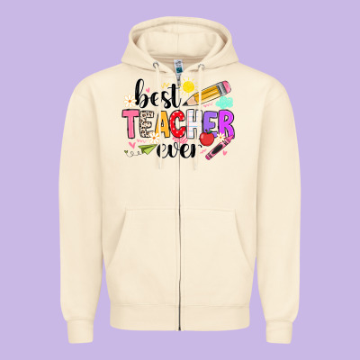 Ibest Teacher Ever Zipper Hoodie Designed By Cowhidedigitalart