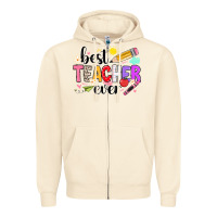Sandshell iBest Teacher Ever Zipper Hoodie - CowhideDigitalArt