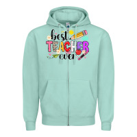 Seafoam iBest Teacher Ever Zipper Hoodie - CowhideDigitalArt