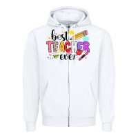 White iBest Teacher Ever Zipper Hoodie - CowhideDigitalArt