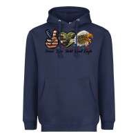Navy peace love bald head eagle Heavyweight Hoodie - LillyAllenDesigns
