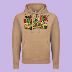 Santas Favorite Bus Driver Vintage Hoodie Designed By Texasbilliewilder