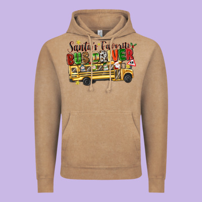 Santas Favorite Bus Driver Vintage Hoodie Designed By Texasbilliewilder