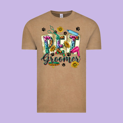 Western Pet Groomer Vintage Tee Designed By Texasbilliewilder