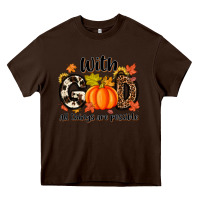 Chocolate Brown with god all things are possible Heavy Core Tee - MaliasSmallBusiness