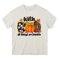 Cream with god all things are possible Heavy Core Tee - MaliasSmallBusiness