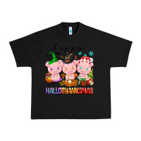 Black happy hallothanksmas pigs Urban Heavy Tee - texasbilliewilder