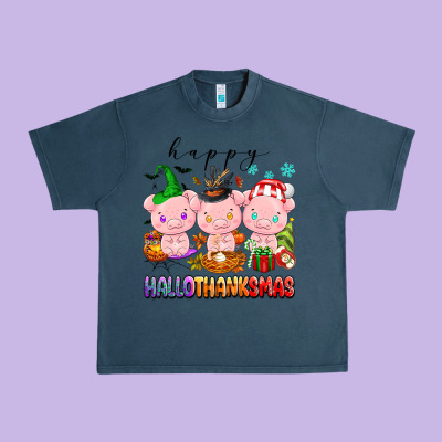 Happy Hallothanksmas Pigs Urban Heavy Tee Designed By Texasbilliewilder