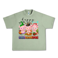 Oil Green happy hallothanksmas pigs Urban Heavy Tee - texasbilliewilder