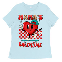 Baby Blue skater heart valentines day art Ladies Tee - LillyAllenDesigns