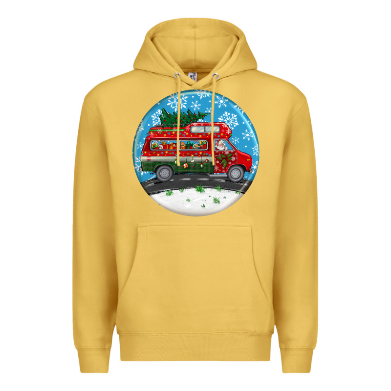 Santa Claus With Retro Van  Christmas Ornament Premium Hoodie by BundleAndBundleShop | Teevron