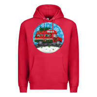 Cardinal santa claus with retro van  christmas ornament Premium Hoodie - BundleAndBundleShop