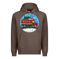 Coffee santa claus with retro van  christmas ornament Premium Hoodie - BundleAndBundleShop