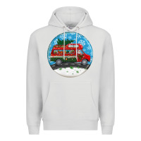 Dove Grey santa claus with retro van  christmas ornament Premium Hoodie - BundleAndBundleShop