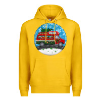 Lemon santa claus with retro van  christmas ornament Premium Hoodie - BundleAndBundleShop