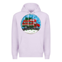 Lilac santa claus with retro van  christmas ornament Premium Hoodie - BundleAndBundleShop