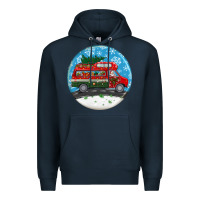 Navy santa claus with retro van  christmas ornament Premium Hoodie - BundleAndBundleShop
