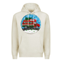 Oatmeal Heather santa claus with retro van  christmas ornament Premium Hoodie - BundleAndBundleShop