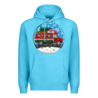 Ocean Blue santa claus with retro van  christmas ornament Premium Hoodie - BundleAndBundleShop