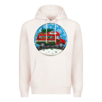 Pale Pink santa claus with retro van  christmas ornament Premium Hoodie - BundleAndBundleShop