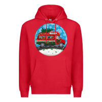 Red santa claus with retro van  christmas ornament Premium Hoodie - BundleAndBundleShop