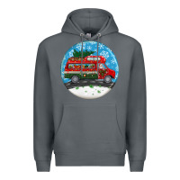 Rock santa claus with retro van  christmas ornament Premium Hoodie - BundleAndBundleShop