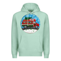Seafoam santa claus with retro van  christmas ornament Premium Hoodie - BundleAndBundleShop