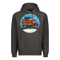 Smoke santa claus with retro van  christmas ornament Premium Hoodie - BundleAndBundleShop