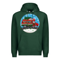 Sports Green santa claus with retro van  christmas ornament Premium Hoodie - BundleAndBundleShop