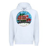 White santa claus with retro van  christmas ornament Premium Hoodie - BundleAndBundleShop