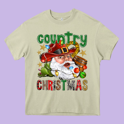 Country Christmas Heavy Core Tee Designed By Nancycooperartshop