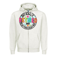 Oatmeal Heather Officially Retired 2025 not my problem anymore Zipper Hoodie - CowhideDigitalArt