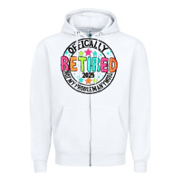 White Officially Retired 2025 not my problem anymore Zipper Hoodie - CowhideDigitalArt