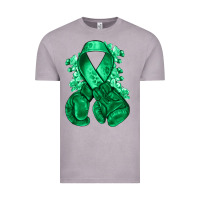 Emerald Green Ribbon Liver Cancer Boxing Gloves Vintage Tee | Teevron