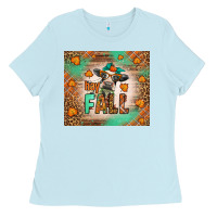 Baby Blue Western Hay Fall Cow Ladies Tee - LillyAllenDesigns