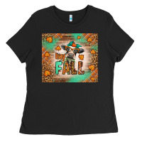 Black Western Hay Fall Cow Ladies Tee - LillyAllenDesigns