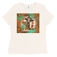 Bone Western Hay Fall Cow Ladies Tee - LillyAllenDesigns