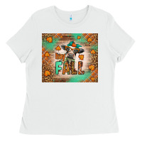 White Western Hay Fall Cow Ladies Tee - LillyAllenDesigns