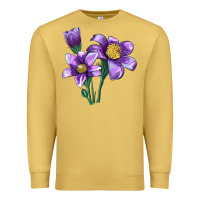 Antique Gold Pasque Flower Illustrations Premium Sweatshirt - LillyAllenDesigns