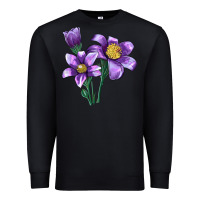 Black Pasque Flower Illustrations Premium Sweatshirt - LillyAllenDesigns