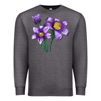 Charcoal Heather Pasque Flower Illustrations Premium Sweatshirt - LillyAllenDesigns