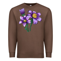 Chestnut Pasque Flower Illustrations Premium Sweatshirt - LillyAllenDesigns